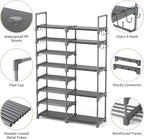 ROJASOP Shoe Rack, Shoe Storage Organizer for Closet Entryway Garage Bedroom, 8 Tier Tall Metal Shoe Shelf for 26-32 Pairs Boots & Shoes, Adjustable Shoe Stand for Small Space