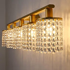 5-Light Vanity Light, Crystal Gold Vanity Lights Over Mirror, Gold Bathroom Light Fixtures