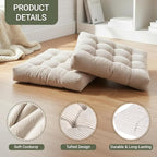 Meditation Floor Pillow Set of 2,Memory Foam Meditation Floor Cushions for Adults Sitting, Large Square Thickened Seat Cushion for Yoga, Tatami Living Room (2, Beige)