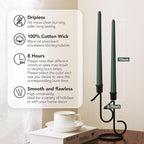 New Burning Formula Unscented Dripless 10-Inch Taper Candles Set of 12 - Dark Green, for Wedding, Dinner - Smokeless, Long Burning - Hand Poured, Colored Tall Candlesticks - Verde Oscuro