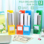 Glenmal 12 Pack Magazine Organizers Binder Organizer for Desk Plastic Vertical File Holder Magazine Racks Desk Accessories for Office, Home, or School (Colorful)