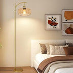 Gold Floor Lamps for Living Room Vintage Floor Lamp with Remote Control,Dimmable Floor Lamp Glass Mid Century Modern Standing Lamp 3 Color Temperature Brass Tall Floor Lamps for Bedroom Corner