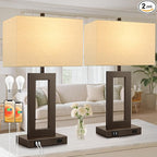 TOBUSA 28’’ Tall Brown Lamps for Living Rooms Set of 2, Modern Touch Control Table Lamps for Bedroom, 3 Way Dimmable Bedside Lamps with 2 USB Ports&AC Outlet, High-end Decor Lamp for Home Office