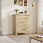 GarveeHome 4 Dresser for Bedroom, 34.8" Tall Vertical Drawer Dresser with Large Storage, Freestanding Wooden Closet Chest for Bedroom, Living Room