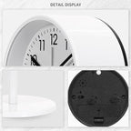 QIYAODECO® 3.2" Analog Alarm Clock,Small Retro Desk Clock Battery Operated,Slient Metal Table Clock with Light for Living Room Decor,Bedroom,Bedside,Shelf (White)