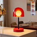 Small Mushroom Lamp Orange, LED Cordless Kitchen Lamp with 3CCT & Stepless Dimming, Rechargeable Mini Light for Art Room Study and Desk (Reddish Orange)