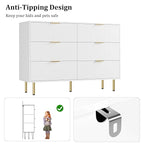 GarveeHome 6 Drawers Dresser for Bedroom, Fluted Dresser Chest of Drawers with Handle, Wood Modern Dressers for Closet, Bedroom Furniture Storage Organizer for Living Room, Hallway
