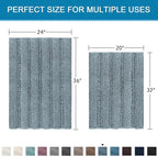 H.VERSAILTEX 2 Piece Bathroom Set - Super Absorbent Chenille Striped Bath Mats - Non Skid, Machine Washable - Stone Blue, 24 x 36 Plus 20 x 32 Inches