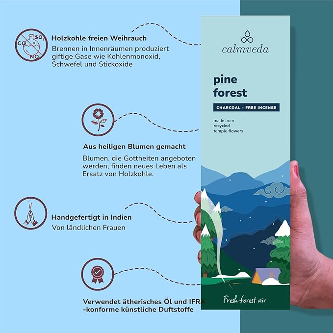 Pinon Pine Incense Sticks - (80+ Pine Scented Sticks for Christmas Tree) Charcoal Free Natural Incense Non Toxic | Aroma of Fresh Needles & Woody Bark, Perfect Christmas Inscents