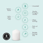 BOLSIUS 12 White Pillar Candles Bulk - 2.3 x 3 inch Candle Set - 17 Hours Clean Burning - No Palm Oil - 0% Animal Fat - Premium European Quality - Wedding, Party, Dinner & Emergency Candles