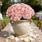 Kimura's Cabin 6pcs Pink Fake Hydrangea Flowers Artificial Silk Hydrangea Bouquets Faux Hydrangea with Stems for Wedding Home Party Table Core Decoration (Pink, Pack of 6)