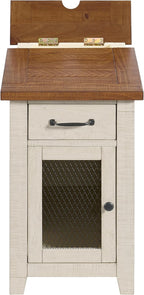 Martin Svensson Home Solid Wood White and Honey Rustic Chairside End Table with Power and Storage