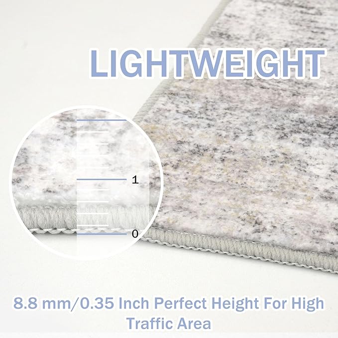 IOHOUZE Abstract Area Rugs and Runners Sets 2x6 and 3x5 Ft, Washable Entryway Rug and Runner Set, Non Slip Kitchen Rug Set, Printed Faux Wool Modern Floor Carpet for Hall Kitchen Entrance, Grey Beige