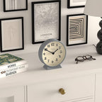NEWGATE® Theatre Mantel Clock | Modern Classic Round Design | French Navy | Contemporary Style for Desk, Table, Shelf or Bedside