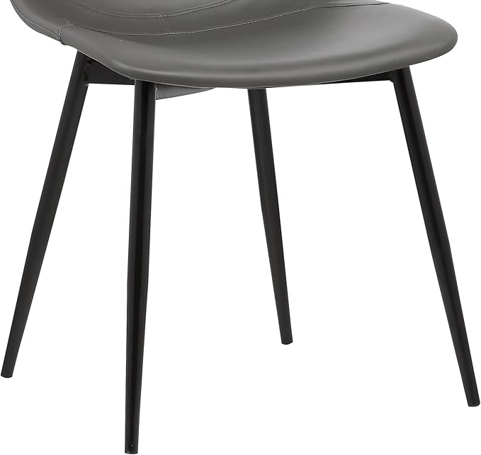 Armen Living Monte Mid Century Modern Dining Accent Chair for Table Kitchen Desk Vanity in Charcoal Gray Faux Leather with Black Metal Legs