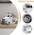 Sunflower Metal Truck with Artificial Flower Vintage Farm Pickup Farmhouse Tabletop Tiered Tray Decor, Rustic Farmhouse Decor for Table Top Decor Home Kitchen(White)