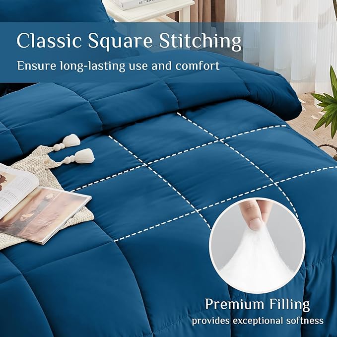 JOLLYVOGUE California King Comforter Set, Ultra-Soft Bed in a Bag Cal King Size 7 Pieces, Oeko-TEX Certified Bedding Set with Down Alternative Comforter, Sheets, Pillowcases & Shams, Teal