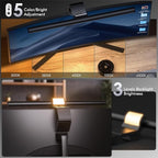 Quntis Monitor Light Bar with Remote, 16.7'' Eye Care No Glare Computer Light Bar with Backlight, Auto-Dimming & Timer, Stepless Dimming Monitor Lamp for Desk Gaming Home Office Curved Monitors