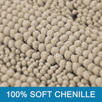 H.VERSAILTEX Bathroom Rug Sets 2 Piece Bath Mats Non Slip Thick Soft Chenille Striped Bath Rug achine Washable Shower Floor Rugs for Tub, Shower and Floor (Fog, 47"x17" Plus 20"x20" U)