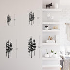 Metal Wall Art Decor Forest Pine Trees Minimalist Iron Tree Design Modern Nature-Inspired Wall Sculpture Hangings Home Decoration for Living Room, Bedroom, Bathroom, Kitchen, Outdoor - 18" Black