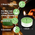 Maqihan 25pcs Green Tea Lights Candles Set - Mini Votive Tealight Candles Tea Candle with Cotton Wick for Home,Pool,Shabbat,Wedding,Emergencies,Christmas