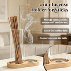 2-in-1 Glass Incense Burner with Ash Collector and Incense Stick Storage Upside Down Hanging Incense Holder, Anti-Splashing Design, Perfect for Meditation, Yoga, Spa, and Home Decoration
