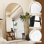 MISSDAY Oversized Arched Full Length Mirror, 81"x41" Black Full Body Mirror with Stand, Floor Mirror Large Free Standing, Leaning or Hanging, Aluminum Frame Mounted Mirrors Wall Mirrors for Bedroom
