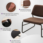 DAICO Modern Accent Chair Waterproof Armless Sling Accent Chairs Comfy Upholstered Side Sitting Chairs with Metal Frame for Living Room Bedroom Balcony Garden, Faux Leather, Brown