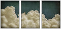 MUDECOR Framed Wall Art Print Set Vintage Cloudscape Dreamy Cotton Clouds Illustrations Modern Art Decorative Colorful Chic for Living Room, Bedroom, Office - 16"x24"x3 White