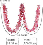 Valentines Garland Decor,50Ft Glitter Tinsel Heart Garland Decorations for Tree Mantle Bedroom Office Classroom Party Indoor Outdoor Holiday Home Pink Red White