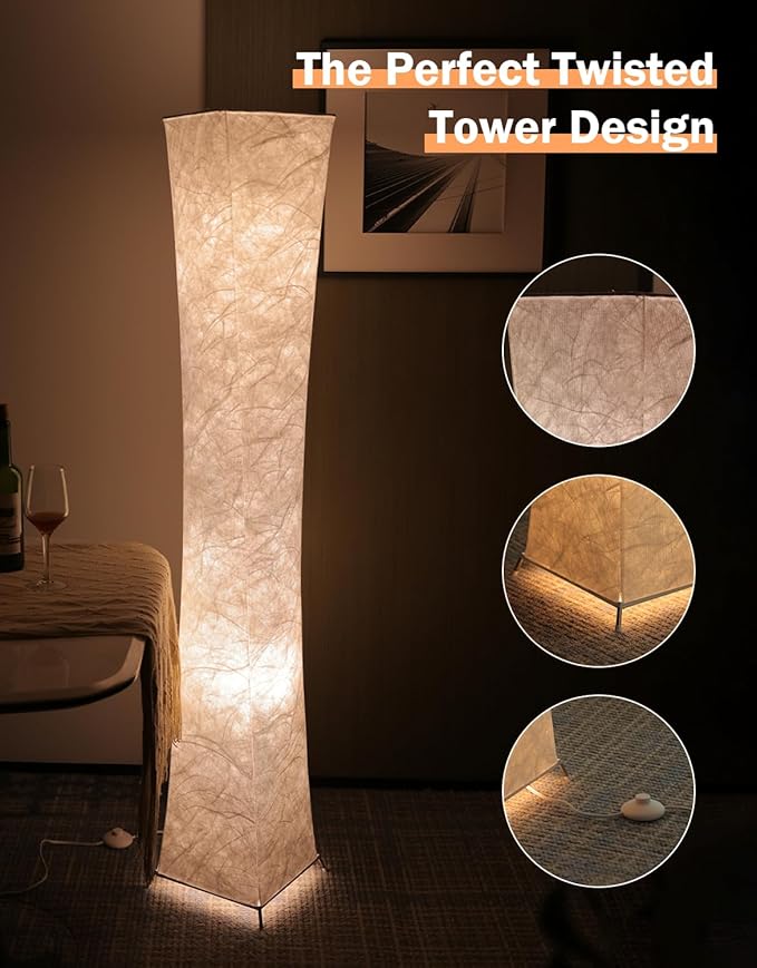 LEONC RGB+CCT Floor Lamp with Remote, 1800lm LED Tuya Smart 9W×2 Bulbs, 61" Smart Modern Floor Lamp with Alexa, Music Sync and 16 Million Colors, Color Changing Standing Lamp for Bedroom Living Room