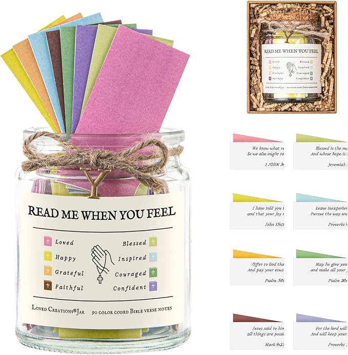 Bible Verse Jar for Christmas Gifts, Initial Y Read Me When Prayer, Emotion and Feelings Scripture, Mood-booster Jar Christian Gifts for Women, Scriptural Study Supplies Men Art Work for Family