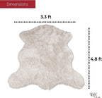 Silky Soft Faux Fur Rug, 3 ft. x 5 ft. White Fluffy Rug, Made in France, Sheepskin Area Rug, Shaggy Rug for Living Room, Bedroom, Kid's Room, or Nursery, Home Décor Accent with Non-Slip Backing
