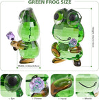 Crystal Frog Figurine with Purple Rose - Glass Animals Desk Decor & Home Office Ornament, Handmade Art Collectible Gifts