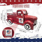 Valentine's day Truck Decor 13.4 Inch Farmhouse Vintage Metal Truck with 12 Magnets Valentines Day Table Decorations for Home Kitchen Mantel Spring Garden Interchangeable Seasonal Decor