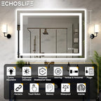 48"x36" LED Bathroom Mirrors for Wall, Front and Backlit Mirror, Anti-Fog Vanity Mirror with Lights, Stepless Dimmable Lighted Mirror, 3 Colors Smart Mirror (Horizontal/Vertical)