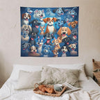 VUMIVI Cartoon Dog Tapestry Cute Puppy Pet Lovers Animal Theme Colorful Illustration Tapestry Wall Hanging for Living Room Bedroom Dorm Classroom Aesthetic Decor W60xL50in