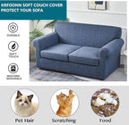 KRFOONN 3 Piece Stretch Sofa Couch Covers for 2 Cushion Couches Printed Loveseat Slipcover with 2 Separate Seat Cushion Covers Washable Sofa Slip Covers Furniture Protector (Loveseat, A1), Medium
