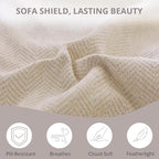 Couch Cover for Dogs, Non Slip Sofa Cover, Washable Couch Covers, 2 Cushion Sofa for Dogs Furniture Protector with Tassels Chenille Sofa Covers for Pets (Tassel Beige, 71" x 102")