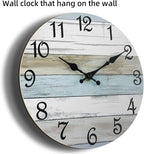 CHYLIN Wall Clock 14 Inch Bathroom Clock, Rustic Wall Clocks Battery Operated, Silent Non Ticking Wooden Coastal Beach Clock for Kitchen, Living Room, Bedroom, Office (White)