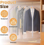 12 Pack Clear Garment Bags for Hanging Clothes, 40" Suit Bags for Closet Storage,Plastic Dustproof Suit Cover Bags,Plastic Suit Cover Bags with Zipper for Coats,Jackets,Shirts (24''X40")