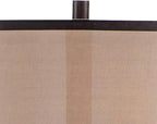 Franklin Iron Works Alamo Industrial Rustic Farmhouse Standing Floor Lamp 62" Tall Bronze Sheer Brown Organza Linen Fabric Double Drum Shades for Living Room Reading Bedroom Office House Home Decor