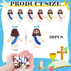 36 Pack Little Jesus Figurines in Bulk, Mini Jesus Loves You Figures, Small Jesus Figurines, Tiny Jesus Figures for Church Christmas Party Favors Religious Easter Gifts for Egg Stuffers