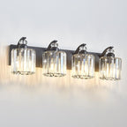 4-Light Black Bathroom Light Fixture Modern Vanity Lights Over Mirror Vintage Wall Sconce Lighting for Bathroom, Bedroom, Living Room, Hallway E26 Base with Crystal Bathroom Vanity Light