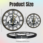 24 Inch Wall Clock, Anchor Wall Clock, Silent Non Ticking, Battery Operated Large Decor Clocks for Living Room Decor, Kitchen, Office (Nautical Style)