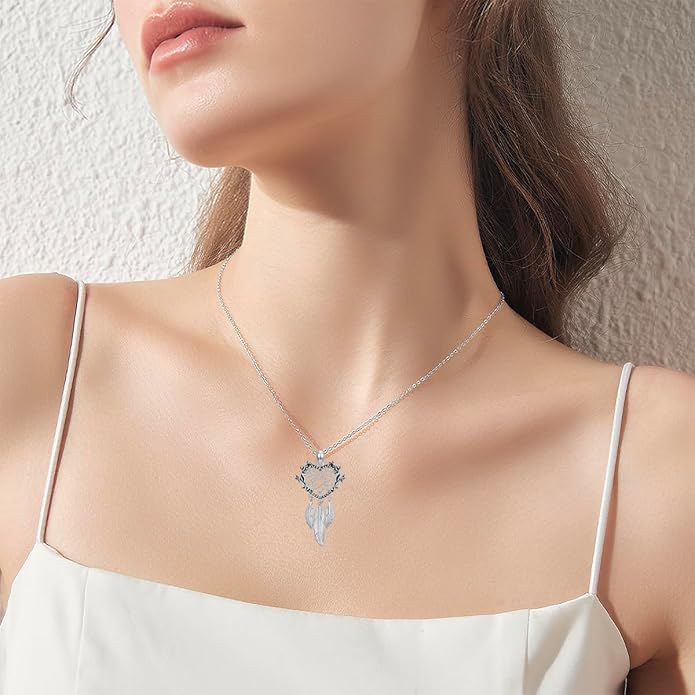 Dream Catcher Necklace for Women 925 Sterling Silver Dream Catcher Pendant Necklace Dreamcatcher Jewelry for Women