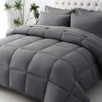 JOLLYVOGUE California King Comforter Set, Ultra-Soft Bed in a Bag Cal King Size 7 Pieces, Oeko-TEX Certified Bedding Set with Down Alternative Comforter, Sheets, Pillowcases & Shams, Dark Grey