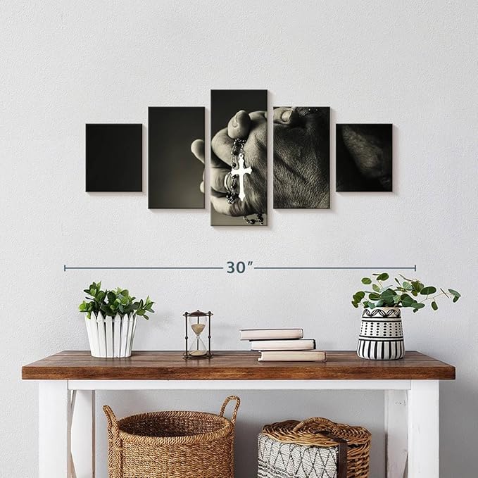 Elephant Stock Christian Prayer Canvas - 5 Panel Pictures Decor - Digital Design Canvas Print - Christian Wall Decor - 29" X 12"