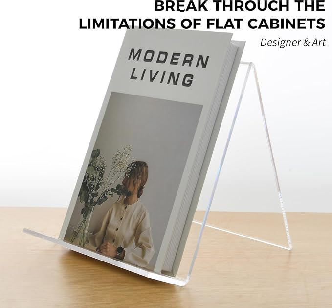 Acrylic Book Stand, Book Display Holder 6 x 8, Clear Acrylic Display Easel Transparent Display Stand Holder Tablet Holder for Album, CD, Magazine, Picture, Plate, Artworks, Phone, Tablet