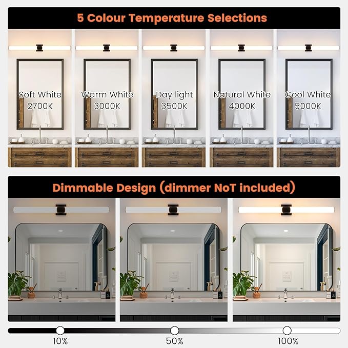 Modern Wall Sconce 38.2 Inch Black Bathroom Sconces Led Wall Lights with Acrylic Shade Hardwired Long Vanity Lighting Fixtures Over Mirror for Bedroom Living Room Hallway